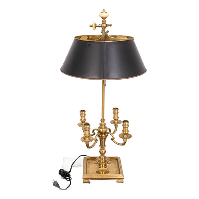 Vintage High Quality French Toleware Brass Bouillottee Lamp For Sale