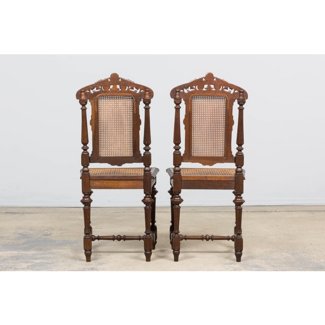 Antique French Renaissance Revival Henri II Style Oak Cane Dining Chairs - Set of 6 For Sale - Image 18 of 18