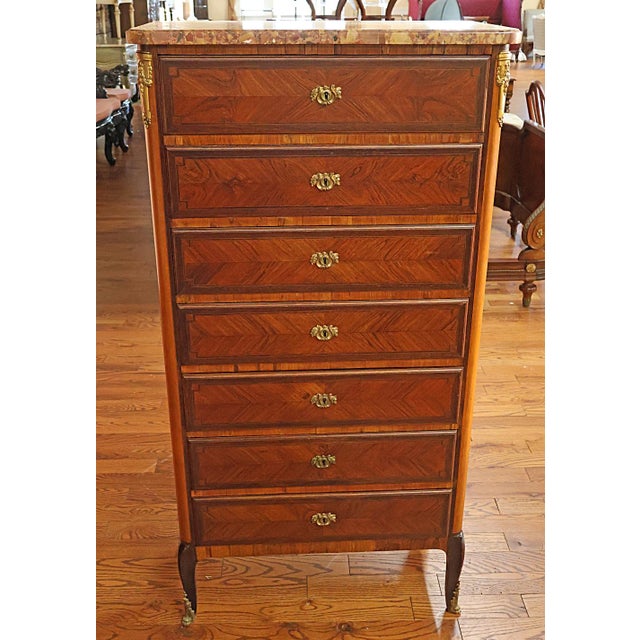 ​Late 19th Century French Louis XV Style Kingwood Chest Of Drawers Lingerie Chest Dimensions : 58" Tall X 29.5" Wide X...