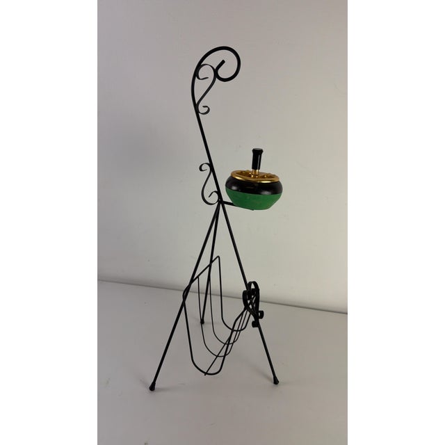 Floor-Standing Ashtray with Magazine Rack in Enameled Wrought Iron, 1950s For Sale - Image 10 of 10