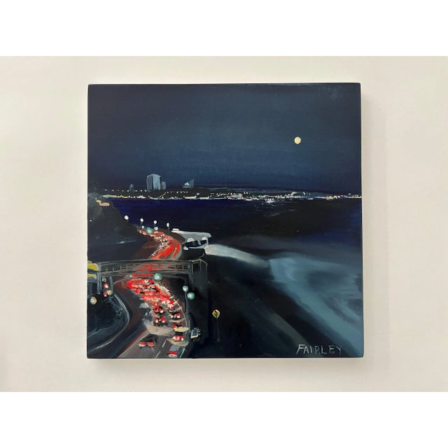 2020s PCH at Porto Marina Nocturne; Full Moon, Original Painting by Jessica Fairley For Sale - Image 5 of 7