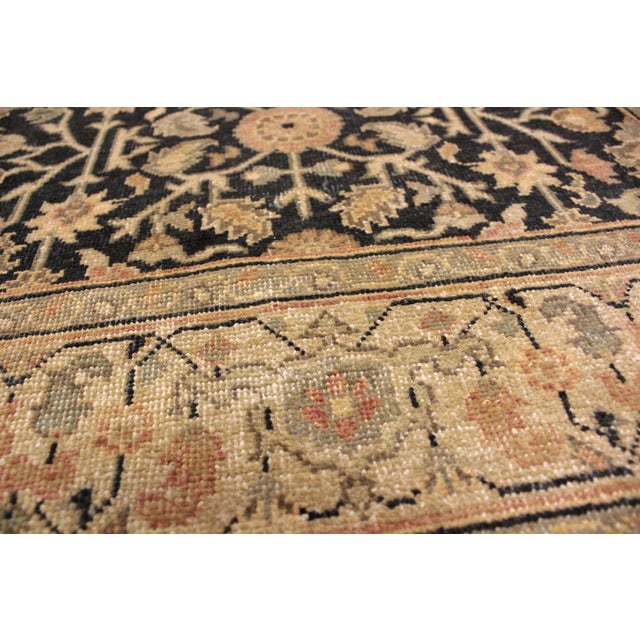1990s Shabby Chic Charcoal/Tan Wool Rug - 3'2'' X 4'11'' For Sale - Image 5 of 10