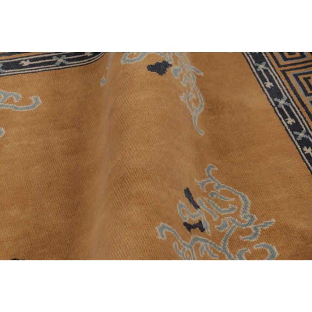 Textile Rug & Kilim’s Chinese Art Deco Inspired Rug, Brown With Greek Key Border For Sale - Image 7 of 7