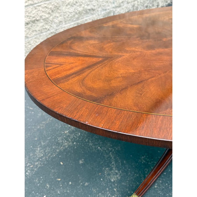 Wood Late 20th Century Flame Mahogany Banded Regency Coffee Table For Sale - Image 7 of 11