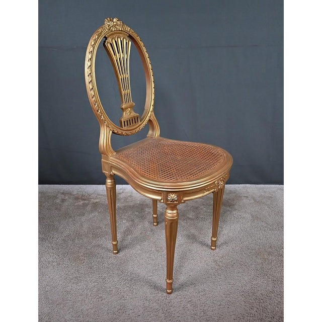 Early 20th Century Louis XVI Style Gilded Wood Chairs, Set of 2 For Sale - Image 10 of 18