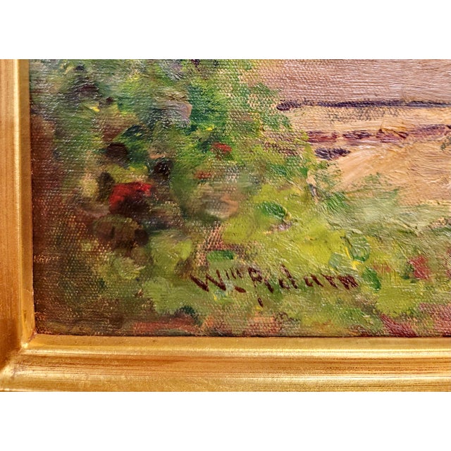 Blue William Constable Adam- the Flower Garden W/Ocean View-1920s Oil Painting For Sale - Image 8 of 10