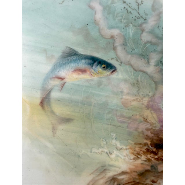 Set of 6 Antique 1800's Hand Painted Limoges Tressemanes & Vogt Porcelain Fish Plates For Sale - Image 10 of 18