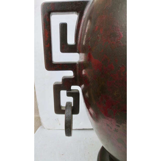 Massive Japanese Meiji Bronze Vase by Sencho Ku Circa 1900 For Sale - Image 10 of 14