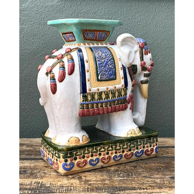 Vintage Ceramic Elephant Low Stool For Sale - Image 9 of 12