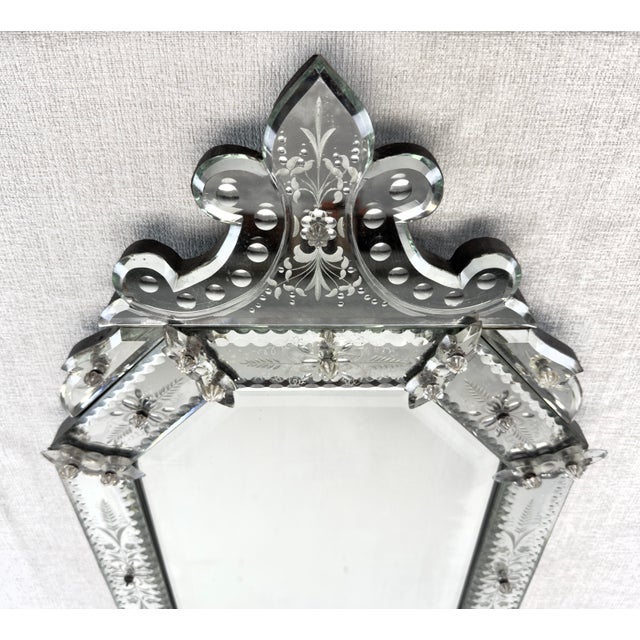 Vintage Octagonal Beveled Venetian Mirror, Circa 1940’s For Sale - Image 4 of 11
