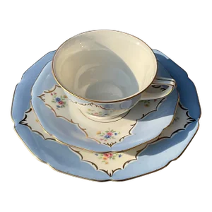 1940s Heinrich H&c Selb Bavaria Hand Painted Teacup, Saucer, & Dessert Plate Set Us Zone