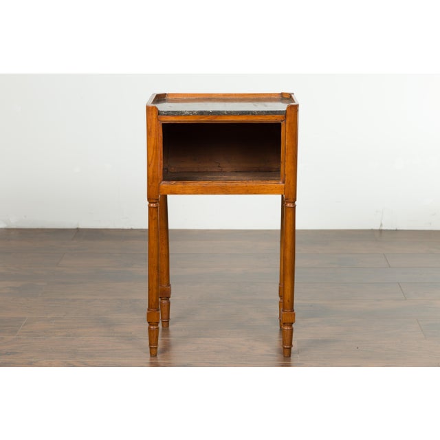 Petite French 19th Century Walnut Table with Open Shelf and Black Marble Top For Sale In Atlanta - Image 6 of 12