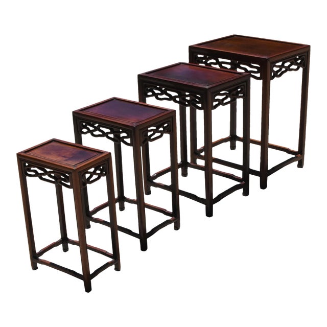 Chinese Ming Hua LI Wood Nesting Tables Set of 4 For Sale