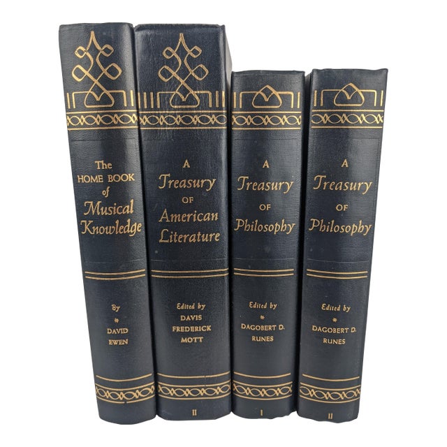 Vintage Blue & Gold Gilt Prentice-Hall Library Books, 1954–55 – Set of 4 For Sale