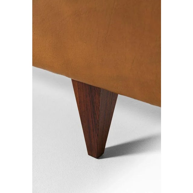 Wood Sofa in Rosewood and Brown Leather attributed to Illum Wikkelsø, 1960s For Sale - Image 7 of 8