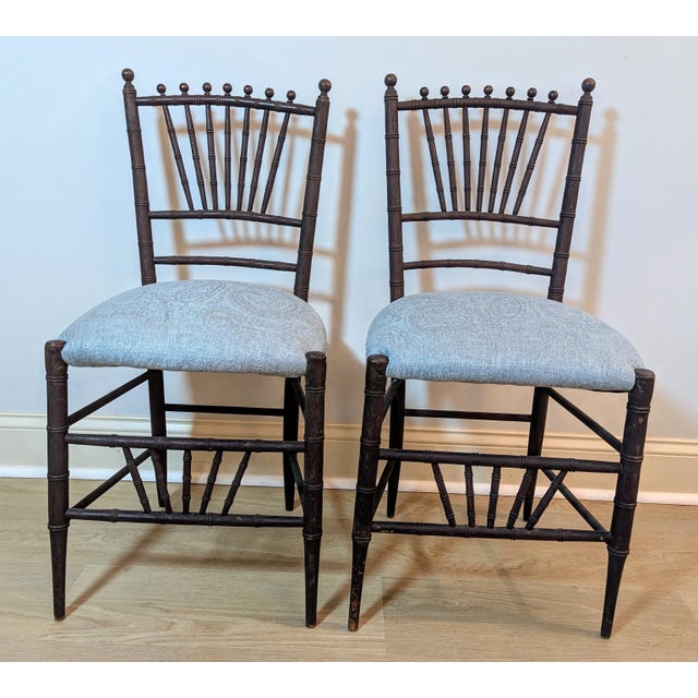 Antique Faux Bamboo Side Chair - A Pair For Sale - Image 4 of 15
