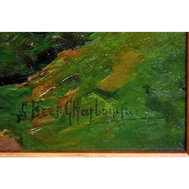 Claudia Bret-Charbonnier, A Barge Carrying Barrels of Wine on the Canal du Midi, 1920s, Oil on Canvas, Framed For Sale - Image 3 of 18