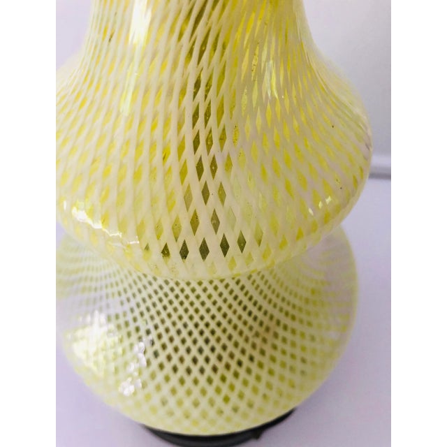 Midcentury Swirl Design " Latticino" Glass Table Lamp For Sale In New York - Image 6 of 8