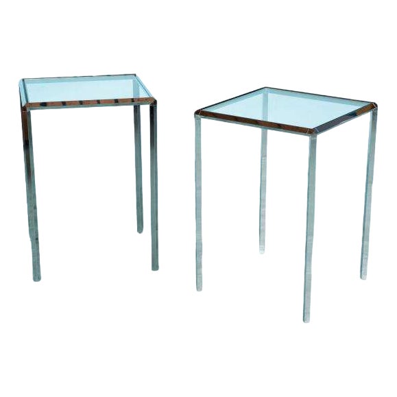 Set of Vintage Side Tables in Glass and Chrome from Herman Miller For Sale