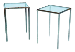 Set of Vintage Side Tables in Glass and Chrome from Herman Miller