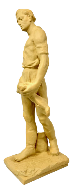 Large Socialist Realist Style Ceramic Sculpture of Sower, Czechoslovakia, Late 1940s
