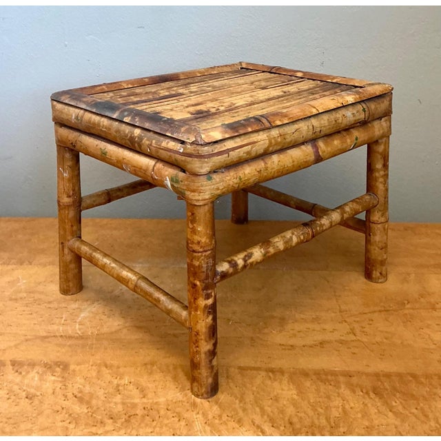 Chocolate Vintage Bamboo Accent Table For Sale - Image 8 of 14