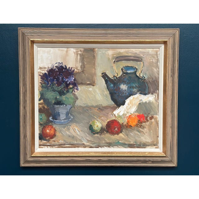 Karl Gustav Strandberg, Still Life with Kettle, 1960s, Oil Painting on Canvas, Framed For Sale - Image 6 of 18