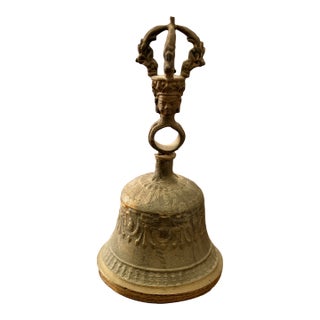 Vintage Tibetan Buddhist Brass Bell With Ritual Handle For Sale