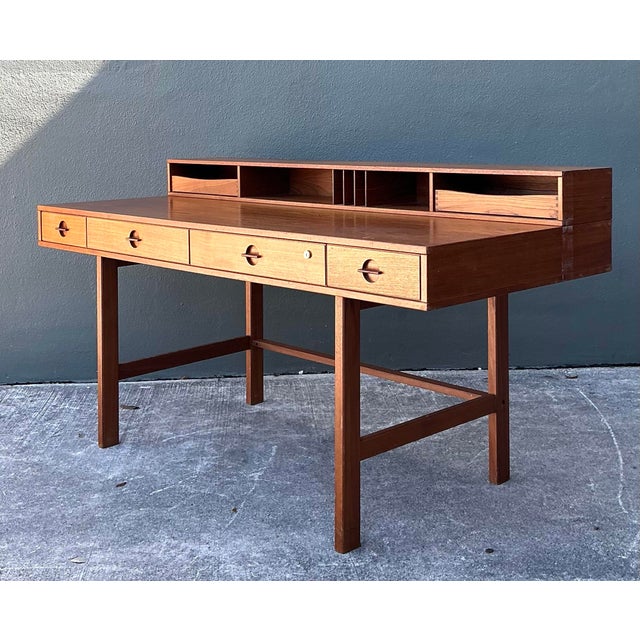 Vintage MCM Peter Lovig Nielsen for Hedensted Mobelfabrik Flip Top Teak Writing Desk For Sale - Image 12 of 12