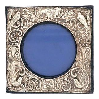 Art Nouveau Sterling Silver Repoussé Frame With Rare Bird Motifs — Birmingham 1905 For Sale
