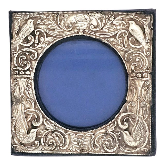 Art Nouveau Sterling Silver Repoussé Frame With Rare Bird Motifs — Birmingham 1905 For Sale
