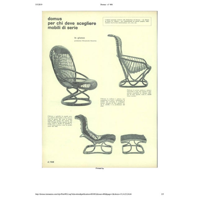 Rattan and Woven Cane Armchair, 1960s For Sale - Image 14 of 15