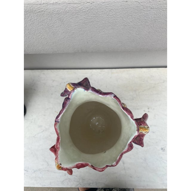 Pair of French Majolica Iris Vase Delphin Massier, Circa 1880 For Sale In Austin - Image 6 of 8