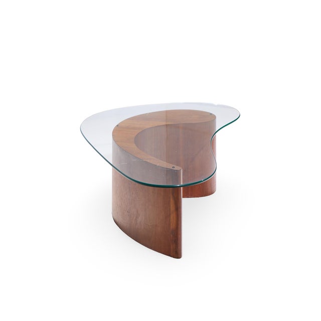 Brown Vladimir Kagan Mid Century Apostrophe Comma Walnut and Glass Coffee Table For Sale - Image 8 of 9