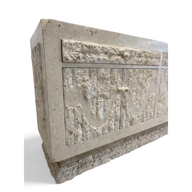Travertine Tessellated Stone Sideboard by Renoir, 1980 For Sale - Image 12 of 15
