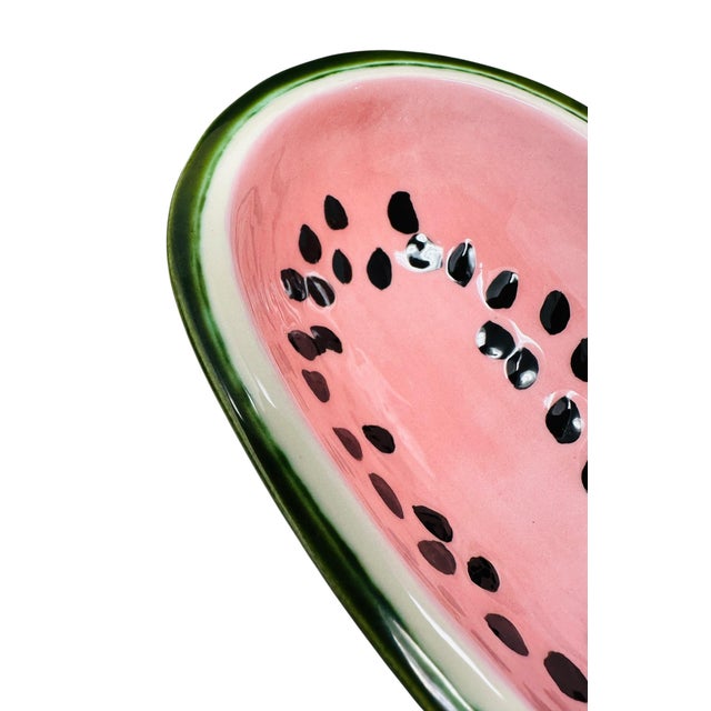 1970s Unique Rare Textured Vintage Watermelon Serving Bowl Set | Mid-Century Modern Embossed Fruit Dishes | 6 Pieces For Sale - Image 5 of 18