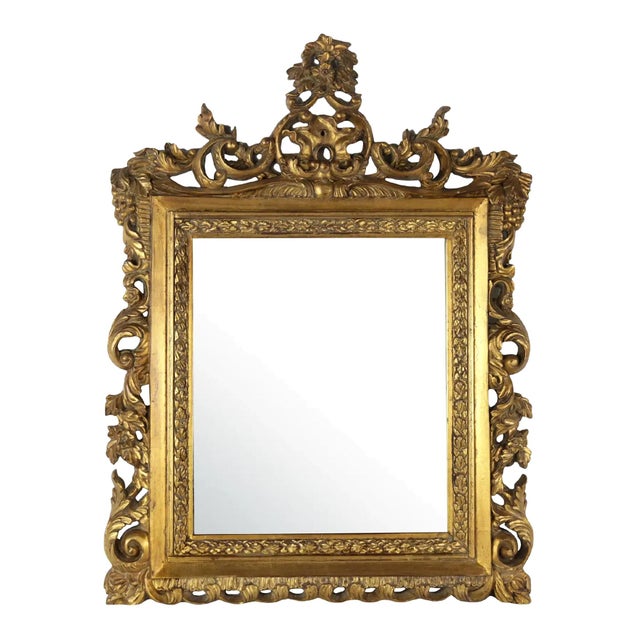 A Vintage Italian Baroque-Style Hand-Carved, Gilded Wooden Wall Mirror. For Sale - Image 10 of 14