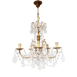 French Bronze and Crystal Chandelier, 1950 For Sale