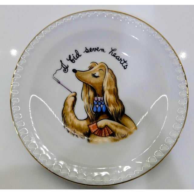 Ceramic Vintage Ardalt Japan Dogs Playing Cards Porcelain Plates, Set of 7 For Sale - Image 7 of 12