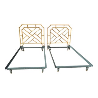 Chinoiserie Chic Bamboo Twin Bedframes- a Pair For Sale