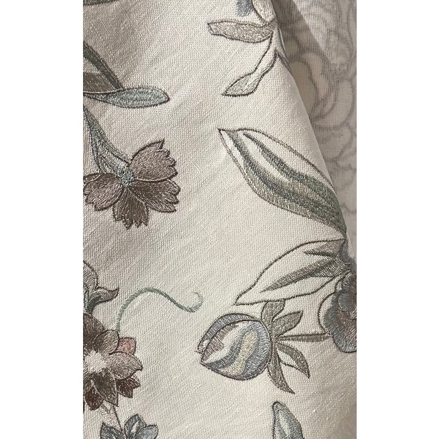 Scalamandre Peony Salena Linen Embroidery Fabric. This listing is for one yard, but we have 7 yards available.