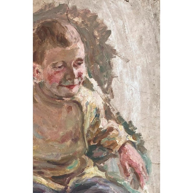 Realism Soviet Era Child Portrait, Original Oil Painting, Ukrainian Artist 66-43 For Sale - Image 3 of 6
