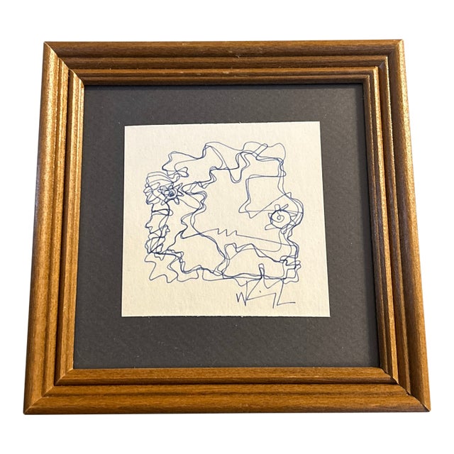 1980's Original Wayne Cunningham Abstract Pen and Ink Drawing For Sale