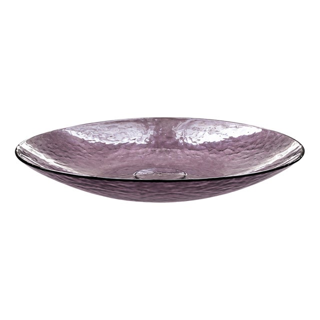 Large Mid-Century Purple Hammered Murano Glass Centerpiece Bowl from Vetrerie Manin, 1970s For Sale
