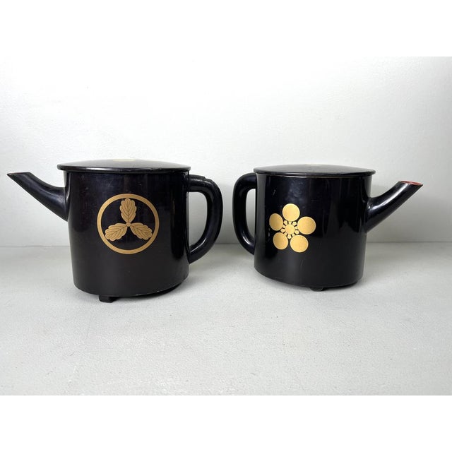 Antique Laquerware Tea Servers, 1890s, Set of 2 For Sale - Image 6 of 18