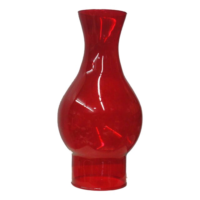 Fluted Ruby Glass Chimney For Sale