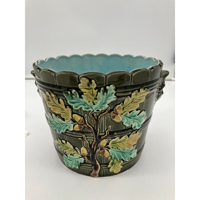 Ceramic Early 20th Century Art Nouveau Vase Cache Pot Barbotine Ceramic Gustave De Bruyn Lille For Sale - Image 7 of 14