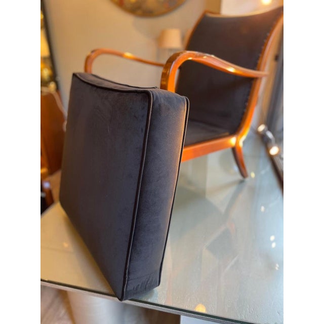 Cherrywood Chairs with Black Velvet Cushions, 1940, Set of 2 For Sale - Image 16 of 17