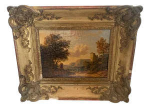 Animated Landscape, 19th Century, Oil on Canvas, Framed