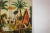 Red Hand-Painted Four-Panel Chinese Export Screen with Tropical Court Scene For Sale - Image 8 of 12